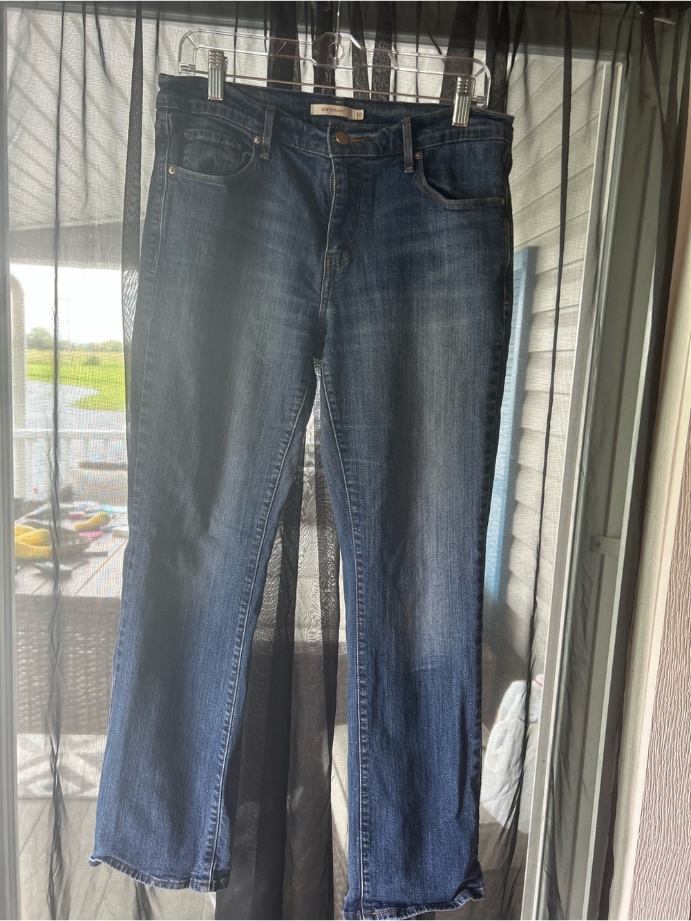 Levi's 505 Straight Jeans in Dark Blue Denim